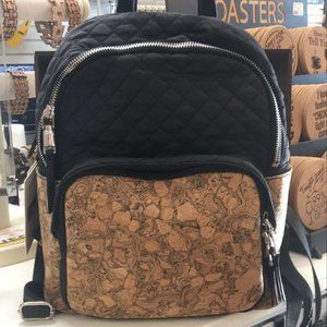 QUEORK CORK AND QUILTED FABRIC BACKPACK